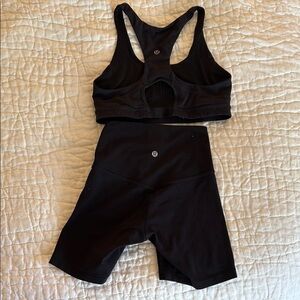 Black Lulu Lemon Sports Bra and Shorts Set